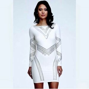 BEBE -  Silver Studded Bodycon Dress Size XS